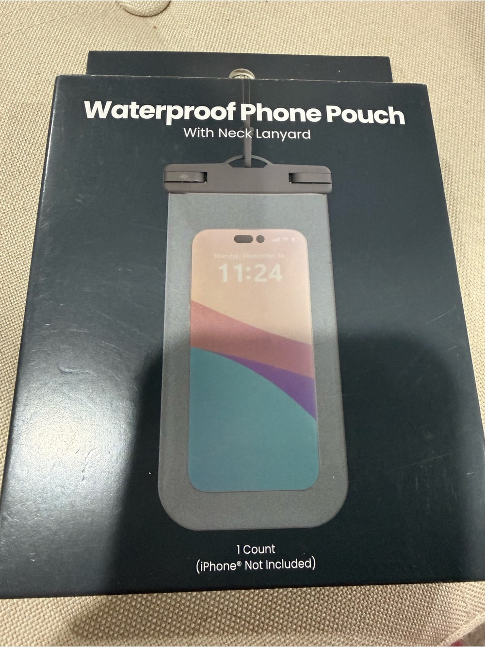 Waterproof Phone Pouch with Neck Lanyard - Black